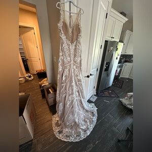 Wtoo Lace Embellished Dress in Cream and White